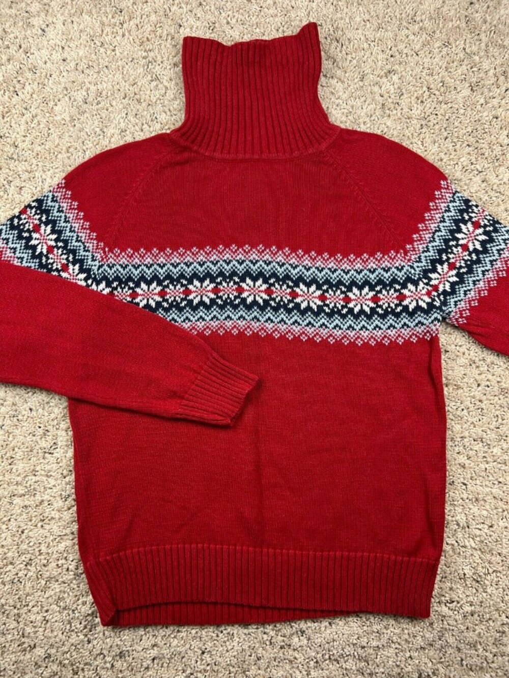 Aeropostale Adult Large Christmas Long Sleeve Xmas Sweater Red Snowflake Turtle